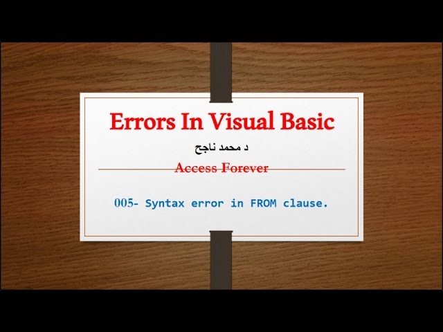 access odbc format error in from clause