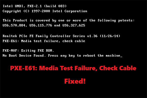 acer boot error pxe-e61