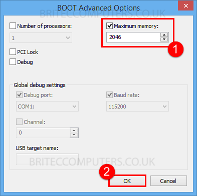 advanced options boot debug