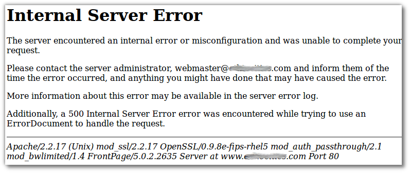 wewnętrzny dziennik błędów serwera Apache php