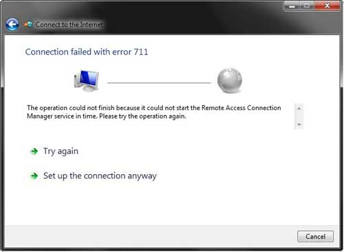 bsnl high speed internet error 711 solution