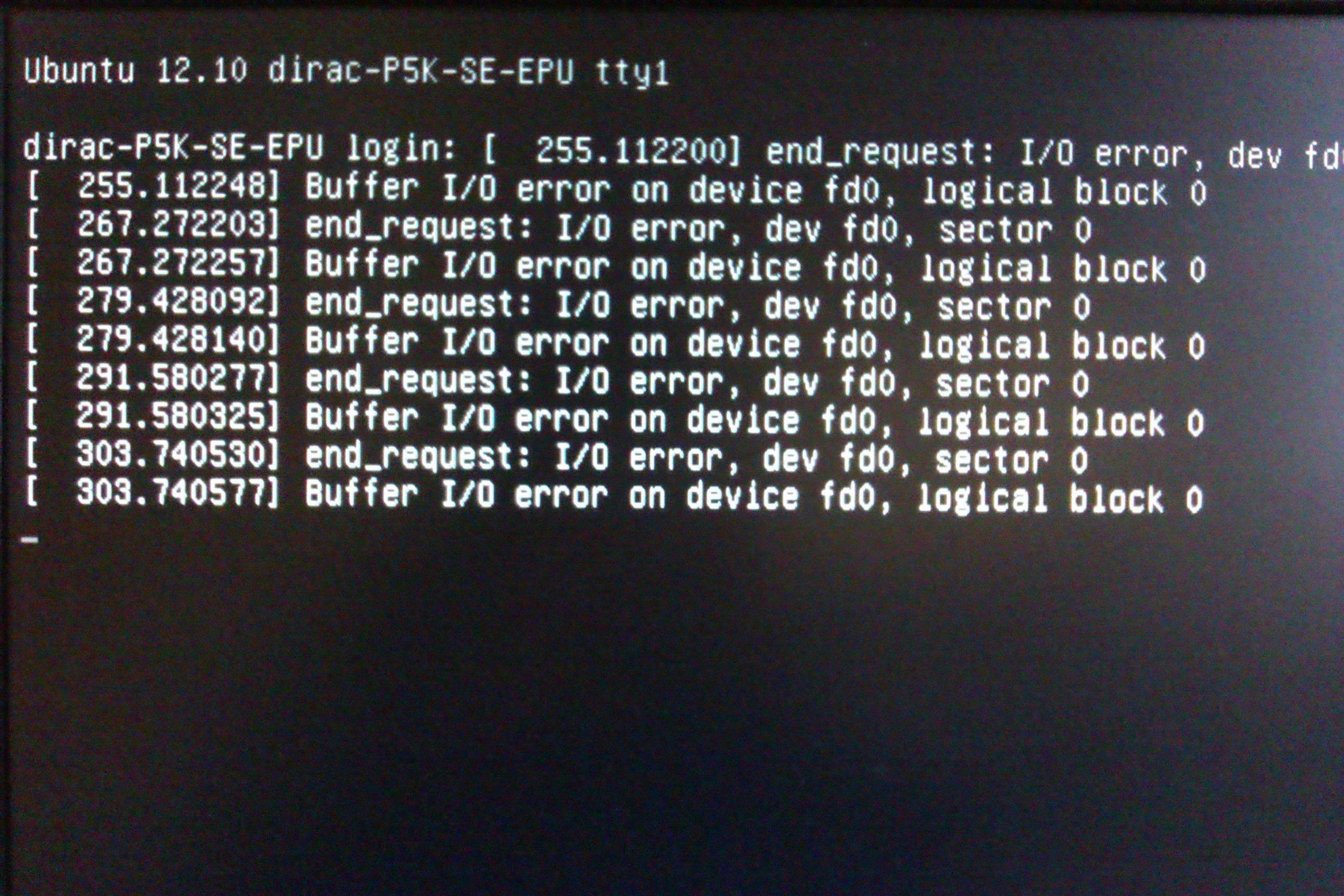 Buffer I/O Error in Richtung Device fd0