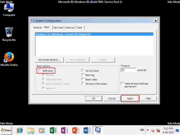 kann den abgesicherten Modus von Windows 7 beenden
