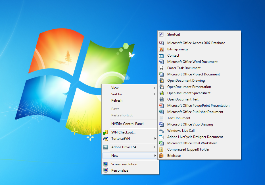 impossibile creare una cartella di file solo in Windows 7