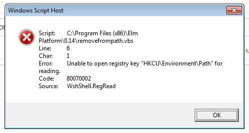 cannot open registry key