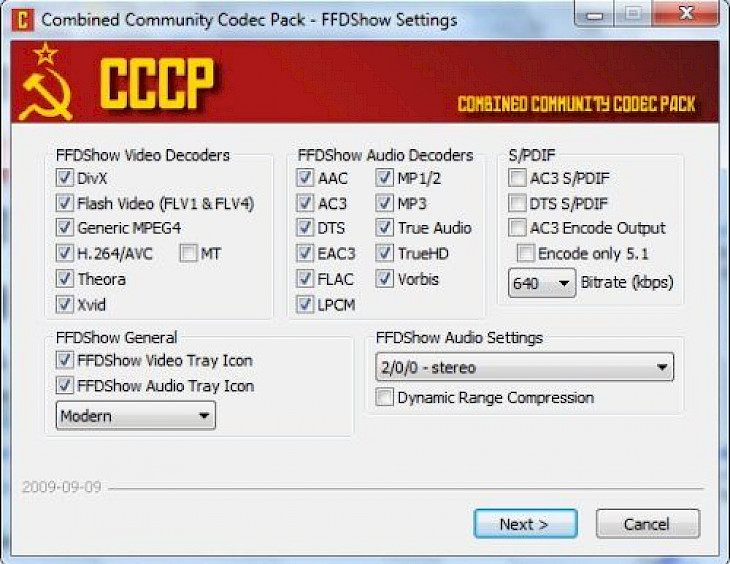 cccp codec windows plusieurs x64