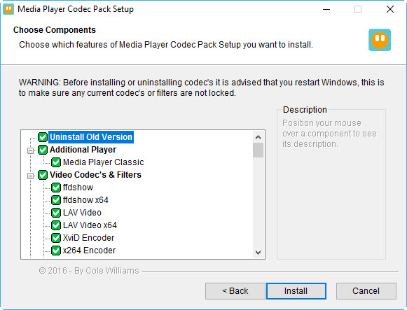 download codec per Windows Media Player 11