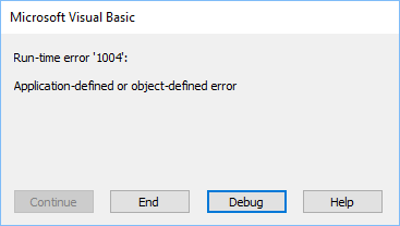 data error event hit wrong selection application-defined