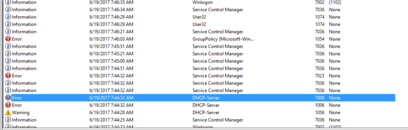 dhcp error 14 not enough storage available complete operation