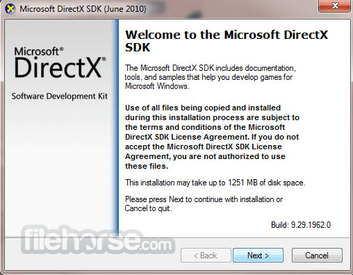 directx sdk separat installationsprogram