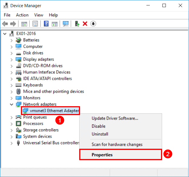 disable nic device manager