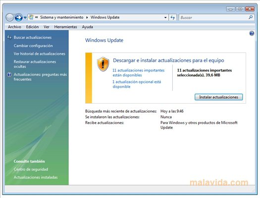 baixar agente de atualização do Windows no Windows Vista