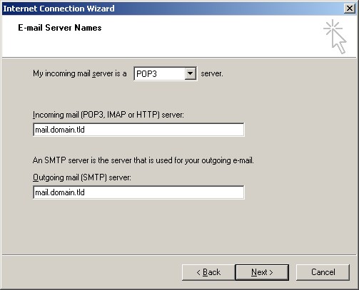 Namen des E-Mail-Servers in Outlook Express