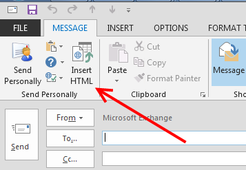 embed html in Outlook mail