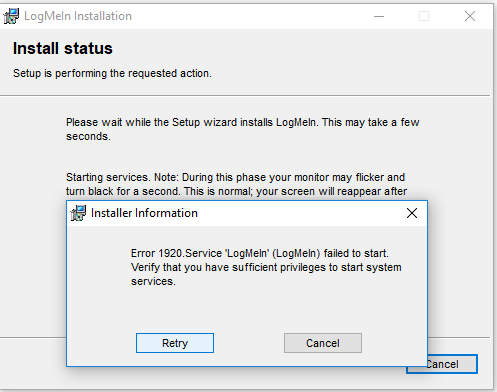 error 1920 service failed to start logmein