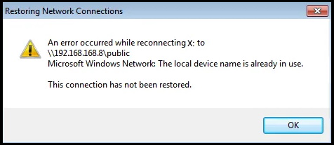 error an error has occurred while reconnecting your applications