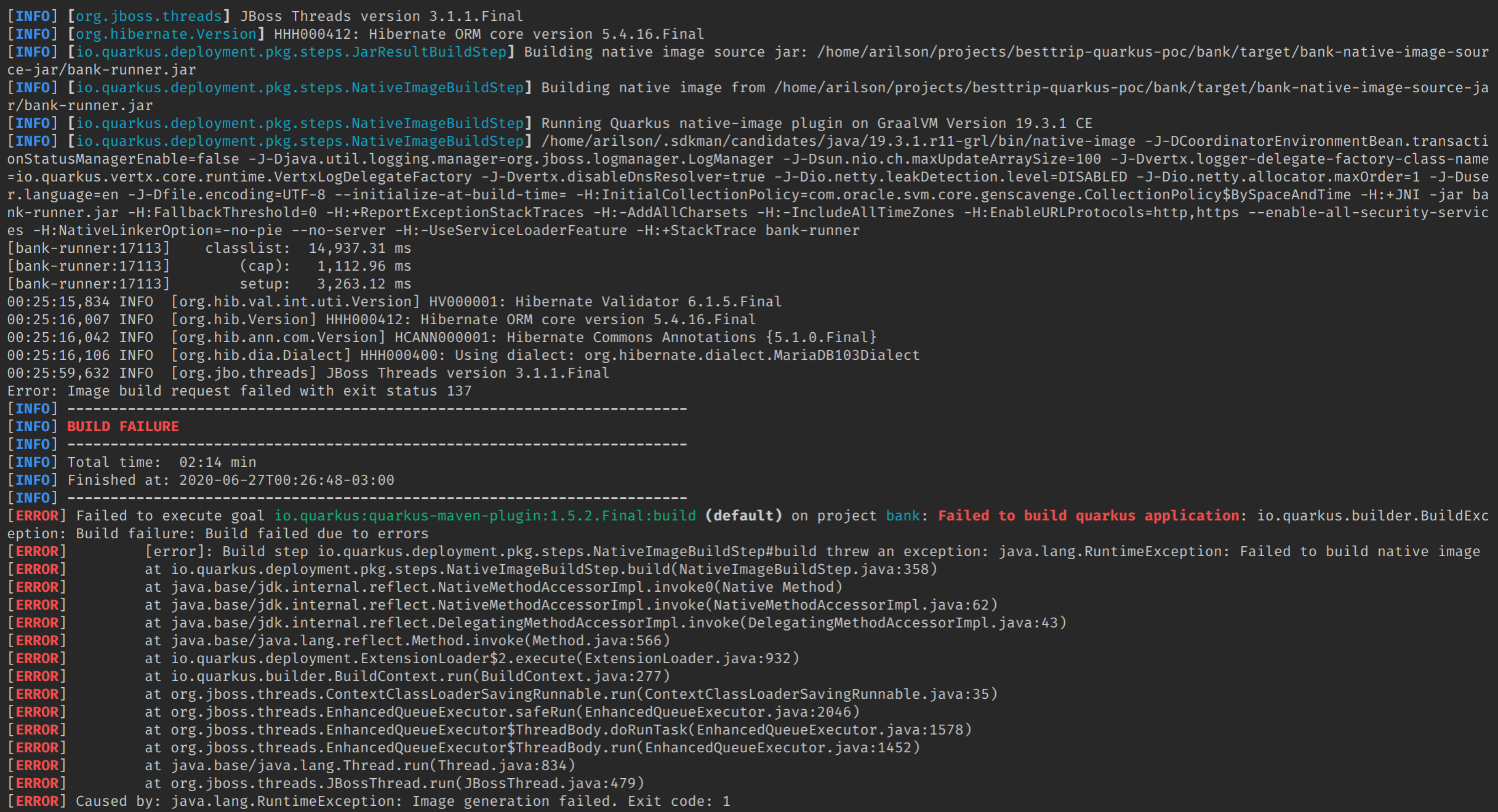 error html code 137 linux