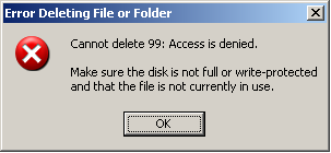 error deleting file and