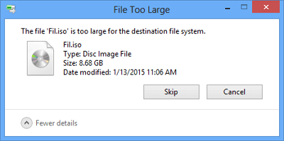 errore di lunghezza del file di dati esistente troppo grande
