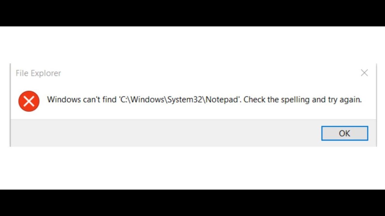 error stuffing windows system32 notepad.dll