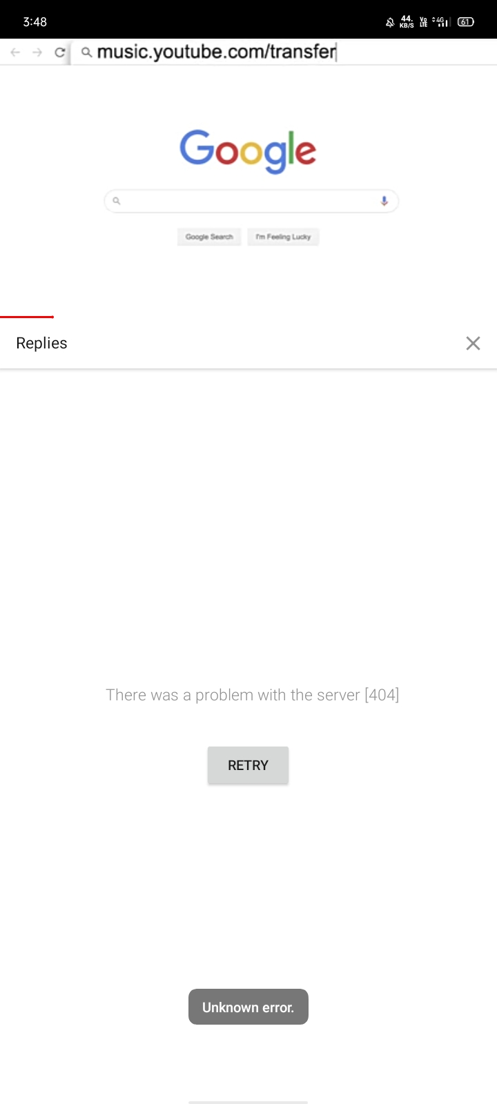 Error Response to Comment on YouTube