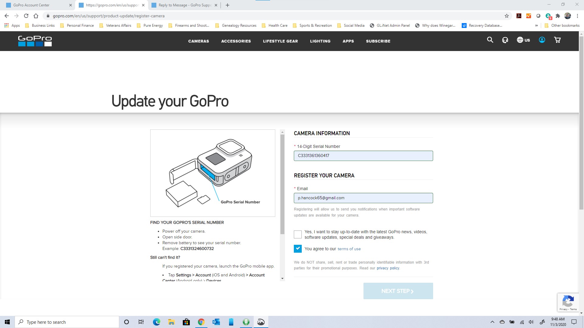 gopro firmware move up dépannage