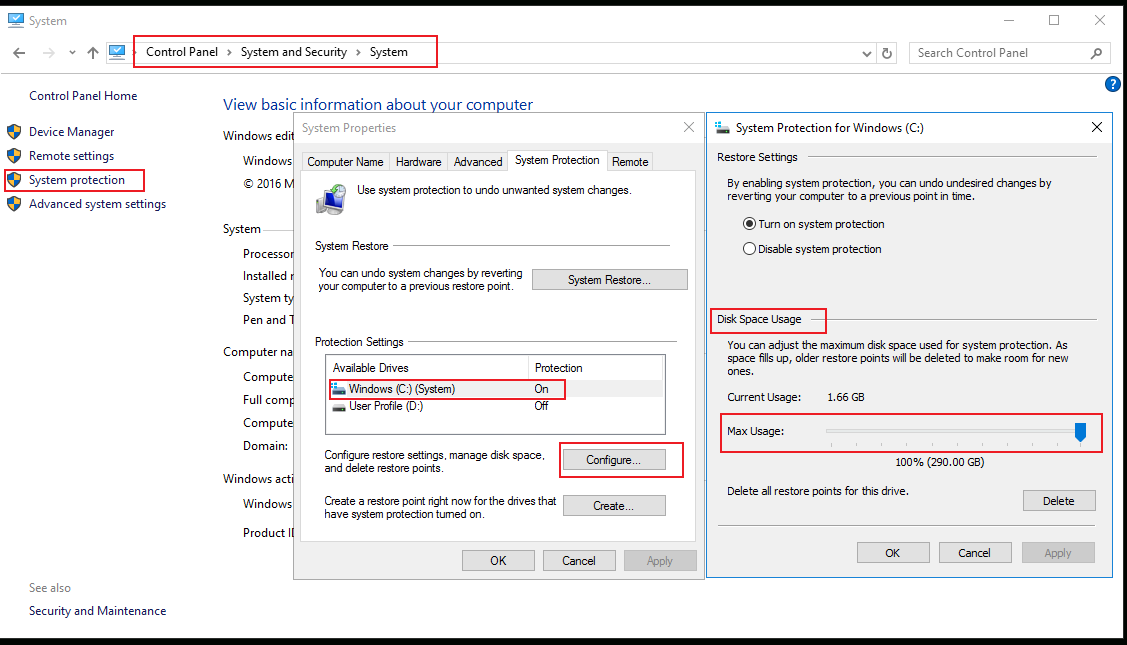 group policy setting for system restore
