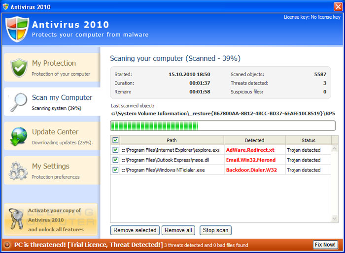 how do i remove vis antivirus 2010