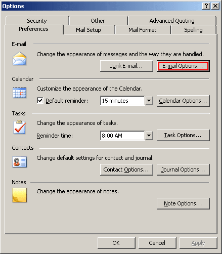 come visualizzare il completamento automatico in Outlook 2003
