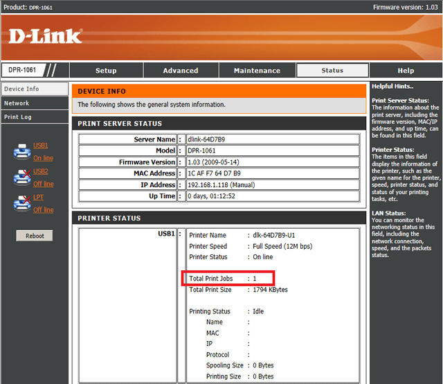 how which will configure dlink print server