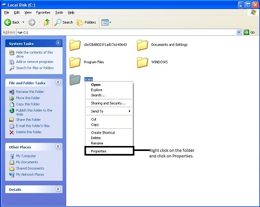 how to create folder link about windows xp