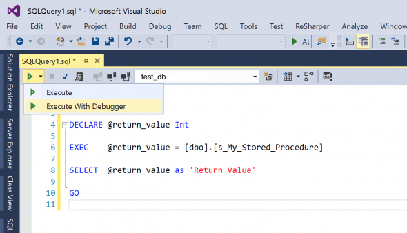 hur man felsöker lagrad procedur över Visual Studio