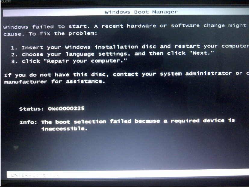 how to fix window 7 boot error