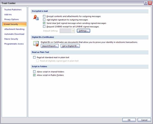 cómo importar certificado eléctrico en Outlook 2007