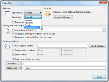 how to mark the mail as confidential in outlook