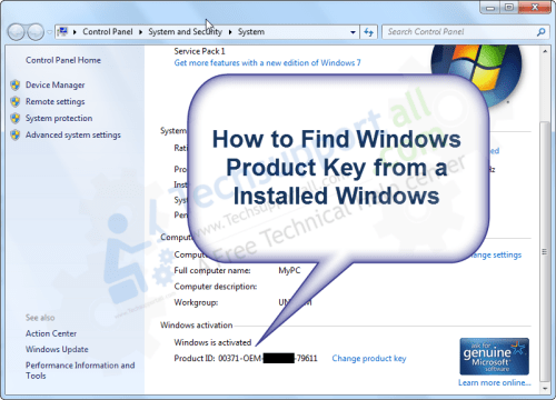 how to see private serial key in windows 7