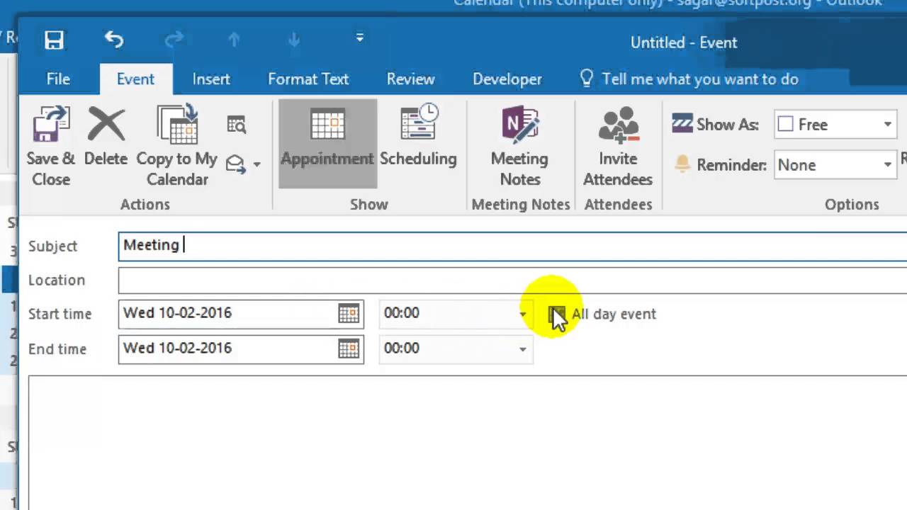 cómo enviar una reunión por cobrar en Outlook 2013
