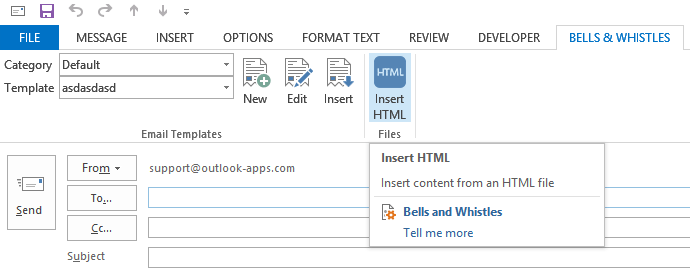 insertar html en Outlook