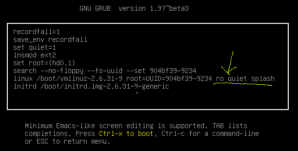 kernel / boot / vmlinuz-linux root = / dev / sda1 ro nomodeset