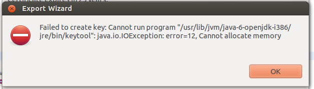 linux java.io.ioException error=12 kann Speicher nicht delegieren