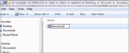 Speicherort in normal.dot-Datei in Windows XP