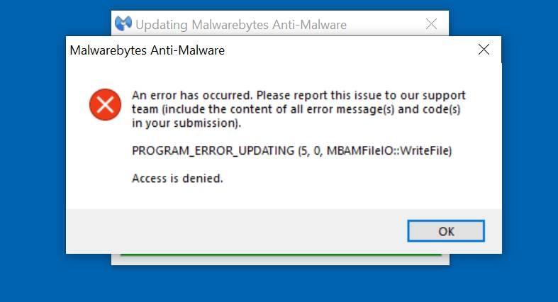 malwarebytes anti-malware update failed