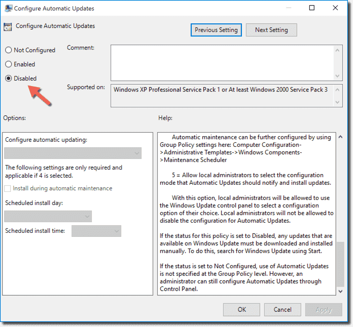 manually configure windows update registry