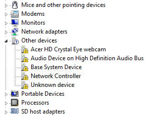 missing device device manager