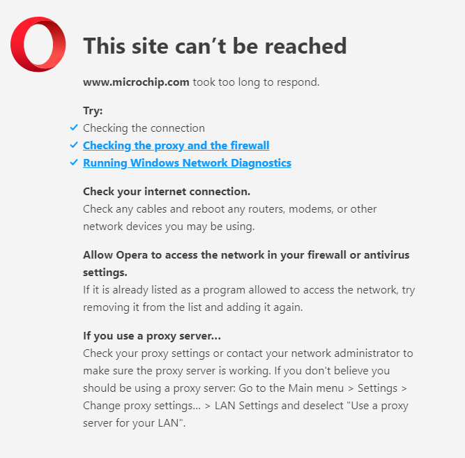 asociación de mini error de ópera cerrada por servidor remoto