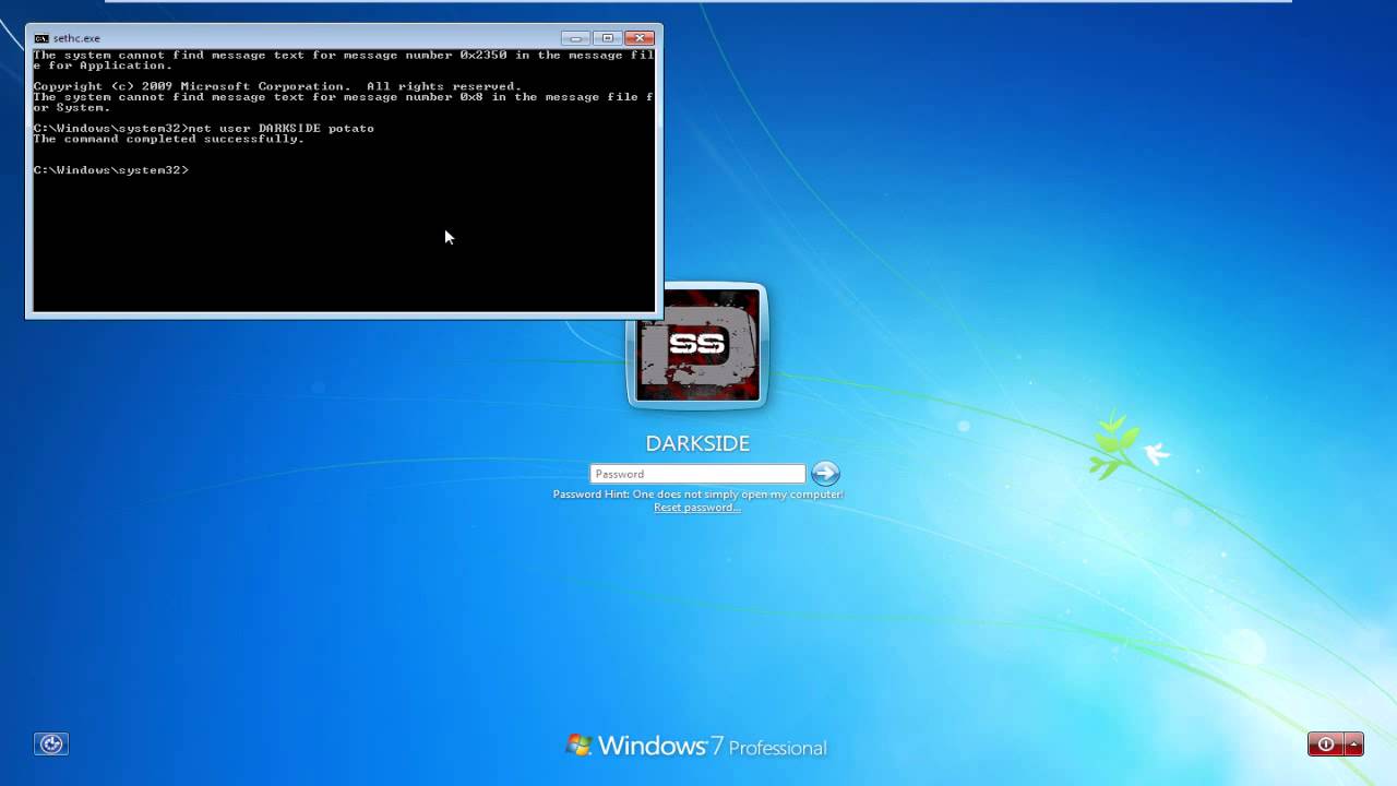 password boot disk windows 7