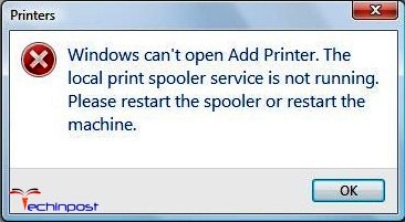print spooler will not connect to printer