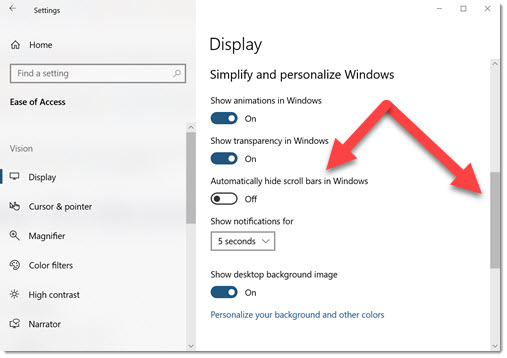 problema con la barra de desplazamiento en Windows