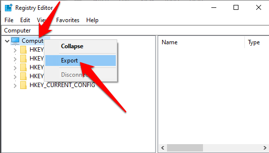 registry editor error cannot export