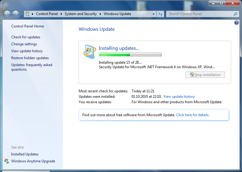 ponowna instalacja aktualizacji systemu Windows win7